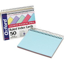 Spiral Index Cards, Ruled, 4 X 6, Assorted, 50/pack