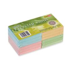 100% Recycled Self-stick Notes, 3" X 3", Assorted Pastel Colors, 100 Sheets/pad, 12 Pads/pack