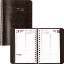 Brownline Daily Planner - Julian Dates - Daily - 1 Year - January 2023 - December 2023 - 7:00 AM to 8:45 PM - Quarter-hourly - 1 Day Single Page Layout - 5" x 8" Sheet Size - Twin Wire - Desktop - Black - Phone Directory, Address Directory - 1 Each