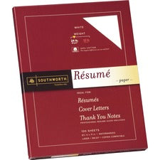 100% Cotton Resume Paper, 95 Bright, 24 Lb Bond Weight, 8.5 X 11, White, 100/pack