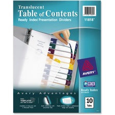 Customizable Table Of Contents Ready Index Dividers With Multicolor Tabs, 10-tab, 1 To 10, 11 X 8.5, Translucent, 1 Set