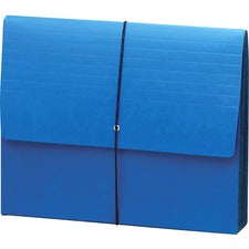 Extra-wide Expanding Wallets With Elastic Cord, 5.25" Expansion, 1 Section, Elastic Cord Closure, Letter Size, Navy Blue