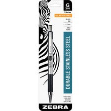 G-301 Gel Pen, Retractable, Medium 0.7 Mm, Black Ink, Stainless Steel/black Barrel