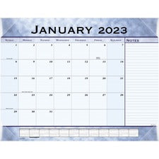 Slate Blue Desk Pad, 22 X 17, White Sheets, Clear Corners, 12-month (jan To Dec): 2023