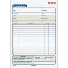 Purchase Order Book, 15 Lines, Three-part Carbonless, 5.56 X 8.44, 50 Forms Total