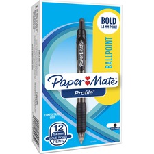 Profile Ballpoint Pen, Retractable, Bold 1.4 Mm, Black Ink, Black Barrel, Dozen