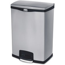 Slim Jim Stainless Steel Step-on Container, Front Step Style, 24 Gal, Stainless Steel, Black