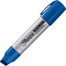 Sharpie Magnum Permanent Marker - Jumbo Marker Point - 15.87 mm Marker Point Size - Chisel Marker Point Style - Blue - Silver Plastic Barrel - Felt Tip - 12 / Box