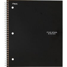 Wirebound Notebook With Two Pockets, 1-subject, Medium/college Rule, Black Cover, (100) 11 X 8.5 Sheets