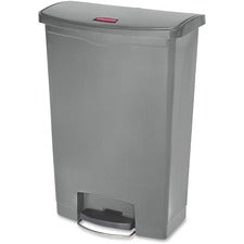 Streamline Resin Step-on Container, Front Step Style, 24 Gal, Polyethylene, Gray
