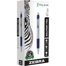 Z-grip Metal Ballpoint Pen, Retractable, Medium 1 Mm, Blue Ink, Blue Barrel, 12/pack