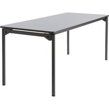 Maxx Legroom Wood Folding Table, Rectangular Top, 72w X 30d X 29.5h, Gray/charcoal