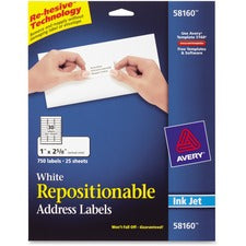 Repositionable Address Labels W/surefeed, Inkjet/laser, 1 X 2.63, White, 750/bx