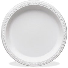 Plastic Dinnerware, Plates, 10.25" Dia, White, 125/pack