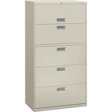 Brigade 600 Series Lateral File, 4 Legal/letter-size File Drawers, 1 Roll-out File Shelf, Light Gray, 36" X 18" X 64.25"