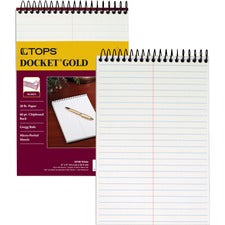 Docket Gold Steno Pads, Gregg Rule, Frosted White Cover, 100 White (heavyweight 20 Lb Bond) 6 X 9 Sheets