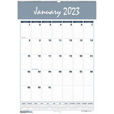 Bar Harbor Recycled Wirebound Monthly Wall Calendar, 15.5 X 22, White/blue/gray Sheets, 12-month (jan-dec): 2023