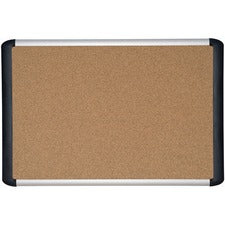 Tech Cork Board, 48 X 36, Tan Surface, Silver/black Aluminum Frame