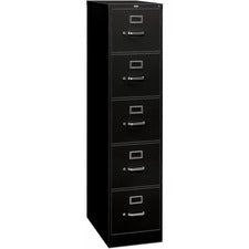 310 Series Vertical File, 5 Legal-size File Drawers, Black, 18.25" X 26.5" X 60"