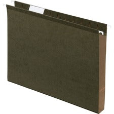 Extra Capacity Reinforced Hanging File Folders With Box Bottom, 1" Capacity, Letter Size, 1/5-cut Tabs, Green, 25/box