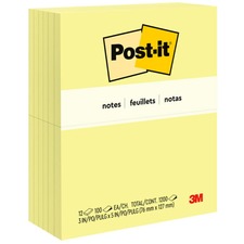 Original Pads In Canary Yellow, 3" X 5", 100 Sheets/pad, 12 Pads/pack