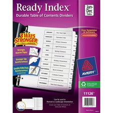 Customizable Toc Ready Index Black And White Dividers, 12-tab, Jan. To Dec., 11 X 8.5, 1 Set