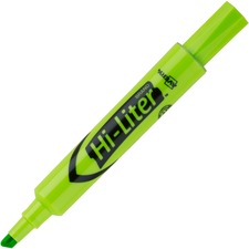 Hi-liter Desk-style Highlighters, Fluorescent Green Ink, Chisel Tip, Green/black Barrel, Dozen