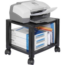 Height-adjustable Under-desk Printer Cart, Plastic, 2 Shelves, 75 Lb Capacity, 17" X 13.25" X 14.13", Black