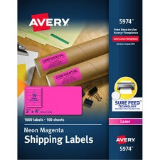 High-visibility Permanent Laser Id Labels, 2 X 4, Neon Magenta, 1000/box