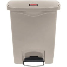 Streamline Resin Step-on Container, Front Step Style, 8 Gal, Polyethylene, Beige
