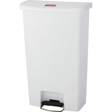 Streamline Resin Step-on Container, Front Step Style, 18 Gal, Polyethylene, White