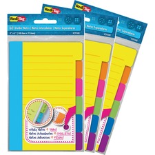 Divider Sticky Notes, 6-tab Sets, Note Ruled, 4" X 6", Assorted Colors, 60 Sheets/set, 3 Sets/box