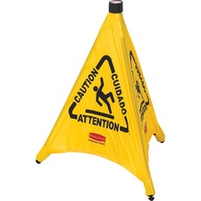 Rubbermaid Commercial Multi-Lingual Caution Safety Cone - 12 / Carton - Caution, Attention, Cuidado Print/Message - 21" Width x 20" Height - Durable, Multilingual - Yellow