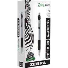 Z-grip Metal Ballpoint Pen, Retractable, Medium 1 Mm, Black Ink, Silver Barrel, 12/pack