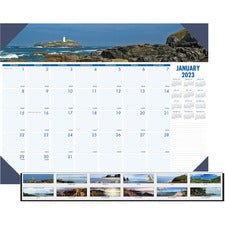 Earthscapes Recycled Monthly Desk Pad Calendar, Coastlines Photos, 22 X 17, Black Binding/corners,12-month (jan-dec): 2023