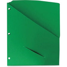 Slash Pocket Project Folders, 3-hole Punched, Straight Tab, Letter Size, Green, 25/pack