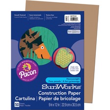 Sunworks Construction Paper, 50 Lb Text Weight, 9 X 12, Light Brown, 50/pack