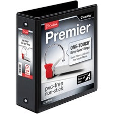 Premier Easy Open Clearvue Locking Round Ring Binder, 3 Rings, 3" Capacity, 11 X 8.5, Black