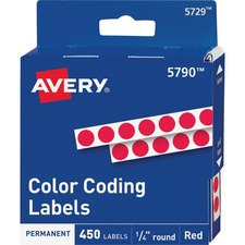 Handwrite-only Permanent Self-adhesive Round Color-coding Labels In Dispensers, 0.25" Dia, Red, 450/roll, (5790)