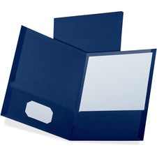 Linen Finish Twin Pocket Folders, 100-sheet Capacity, 11 X 8.5, Navy, 25/box