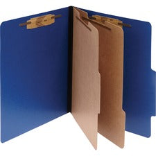 Colorlife Presstex Classification Folders, 3" Expansion, 2 Dividers, 6 Fasteners, Letter Size, Dark Blue Exterior, 10/box