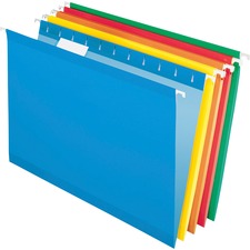 Colored Reinforced Hanging Folders, Legal Size, 1/5-cut Tabs, Assorted Colors, 25/box