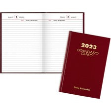 Standard Diary Daily Reminder Book, 2023 Edition, Medium/college Rule, Red Cover, (201) 7.5 X 5.13 Sheets