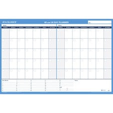 30/60-day Undated Horizontal Erasable Wall Planner, 36 X 24, White/blue Sheets, Undated