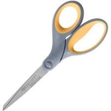 Titanium Bonded Scissors, 7" Long, 3" Cut Length, Gray/yellow Straight Handle