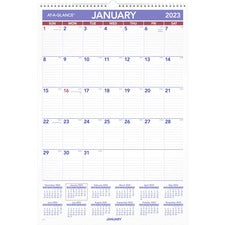 Monthly Wall Calendar With Ruled Daily Blocks, 15.5 X 22.75, White Sheets, 12-month (jan To Dec): 2023
