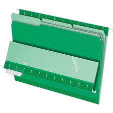 Interior File Folders, 1/3-cut Tabs: Assorted, Letter Size, Bright Green, 100/box