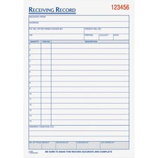 Receiving Record Book, Three-part Carbonless, 5.56 X 7.94, 50 Forms Total