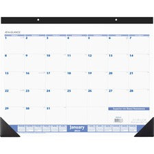 Desk Pad, 22 X 17, White Sheets, Black Binding, Black Corners, 12-month (jan To Dec): 2023