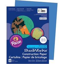 Sunworks Construction Paper, 50 Lb Text Weight, 9 X 12, Blue, 50/pack